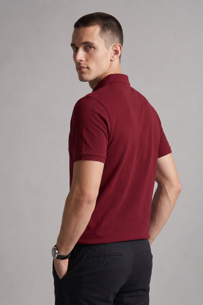 Maroon Zipper Polo – Sporty Matty