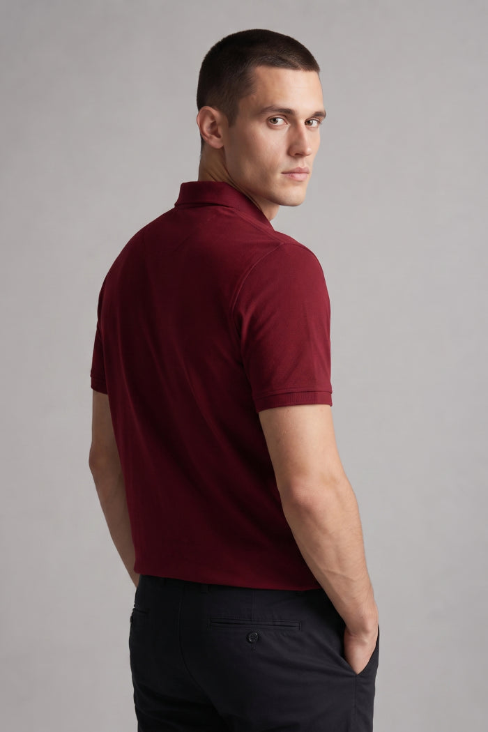 Maroon Zipper Polo – Sporty Matty