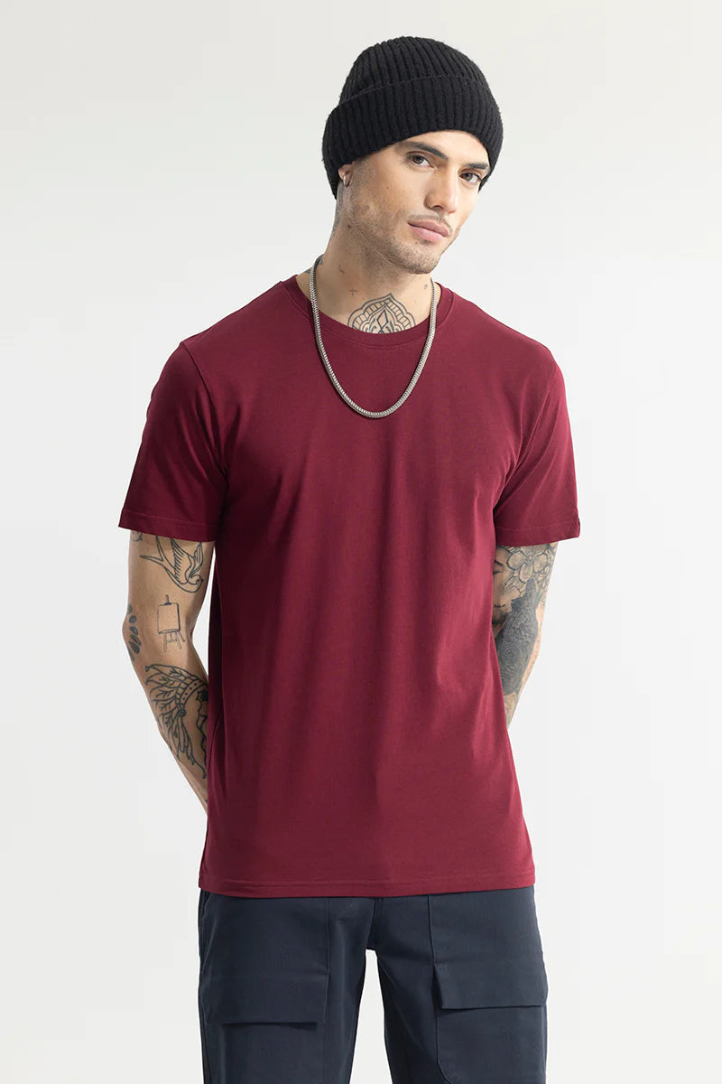 Mehroon Plain T-Shirts