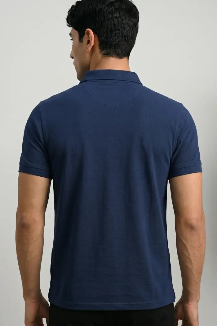 Navy Blue Zipper Polo T-shirt - Matty Lycra