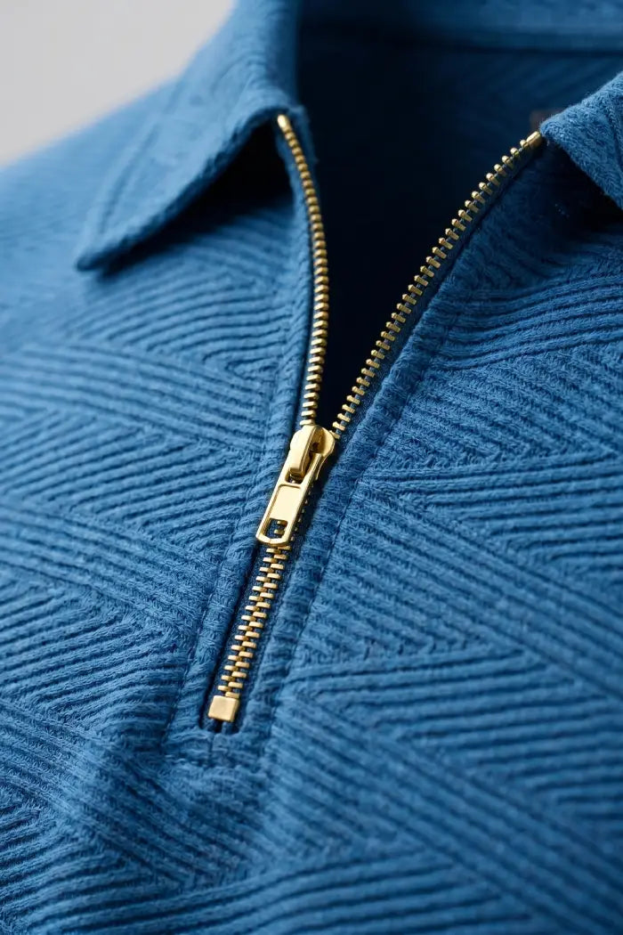Blue Zipper Polo T-shirt for Men