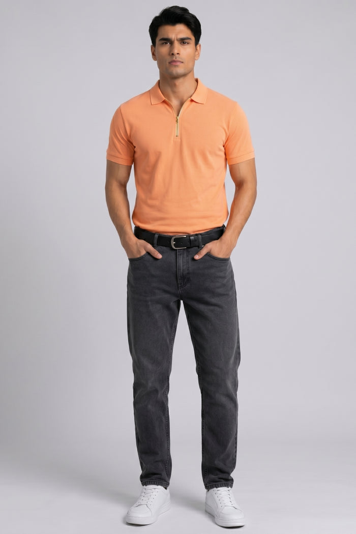 Peach Zipper Polo – Sporty Matty