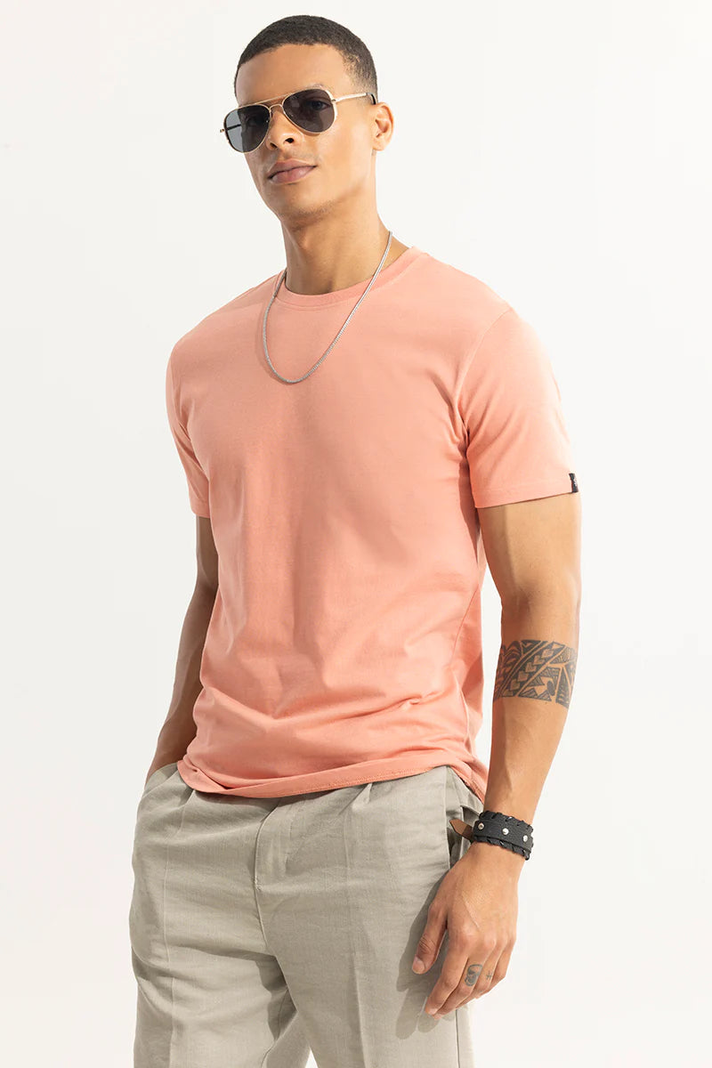 Pink Plain T-Shirts-3