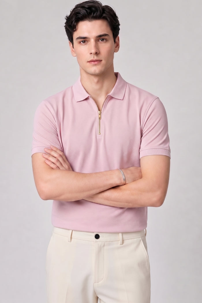 Pink Zipper Polo – Matty Lycra