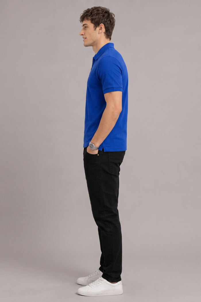 Royal Blue Zipper Polo – Sporty Matty
