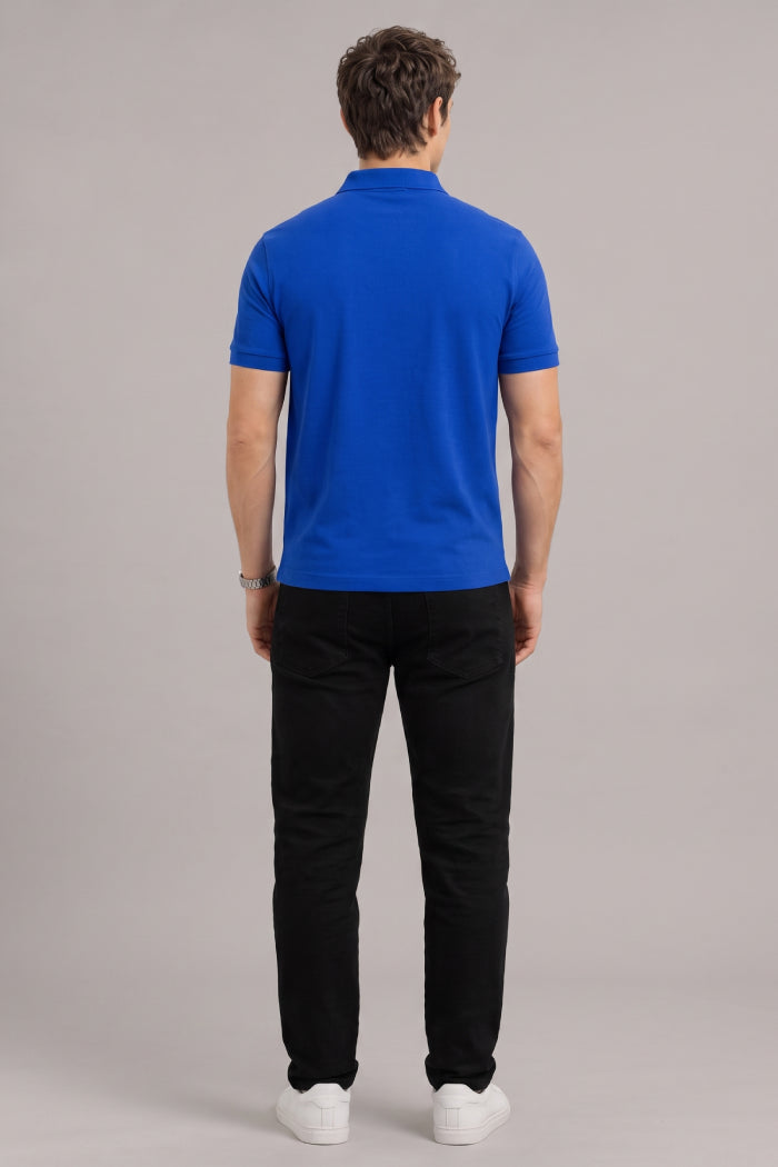 Royal Blue Zipper Polo – Sporty Matty