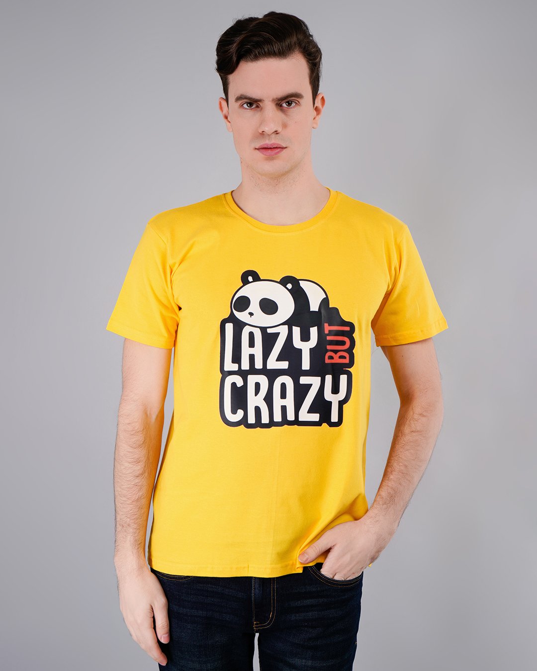 Lazy But Crazy Panda Printed T-Shirt