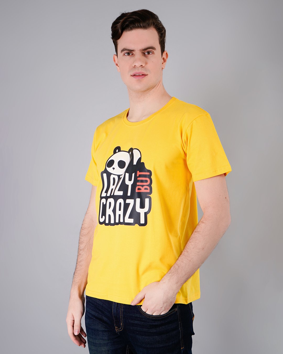 Lazy But Crazy Panda Printed T-Shirt