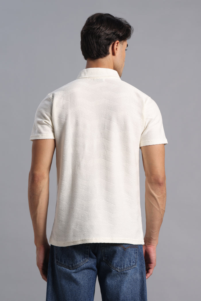 White Zipper Polo T-shirt for Men