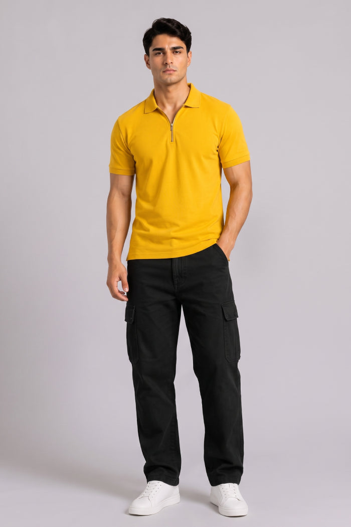Yellow Zipper Polo – Sporty Matty