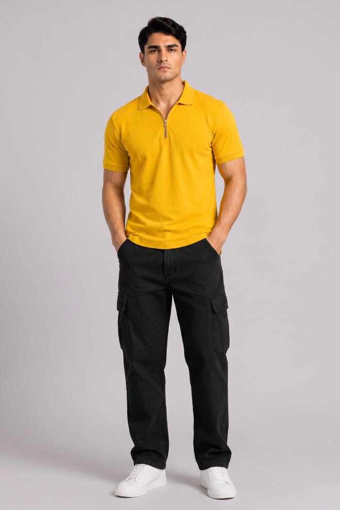 Yellow Zipper Polo – Sporty Matty