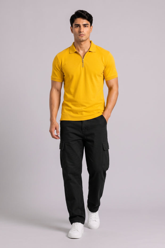 Yellow Zipper Polo – Sporty Matty