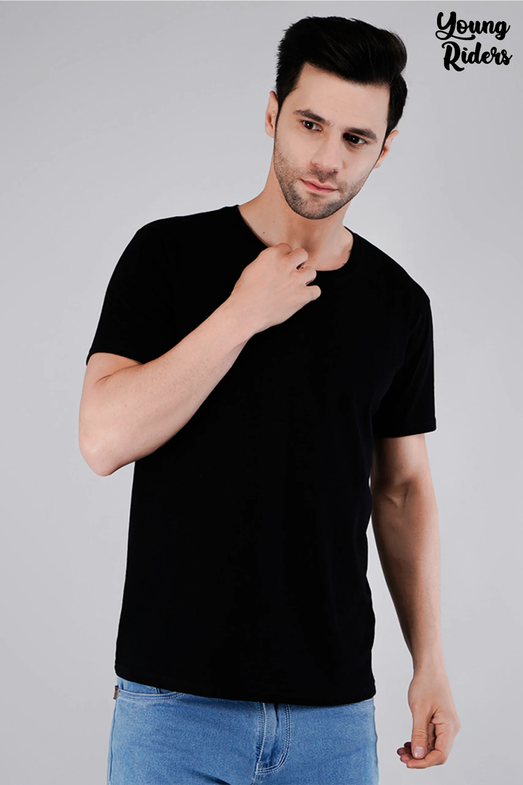 Black Plain T-Shirt-2