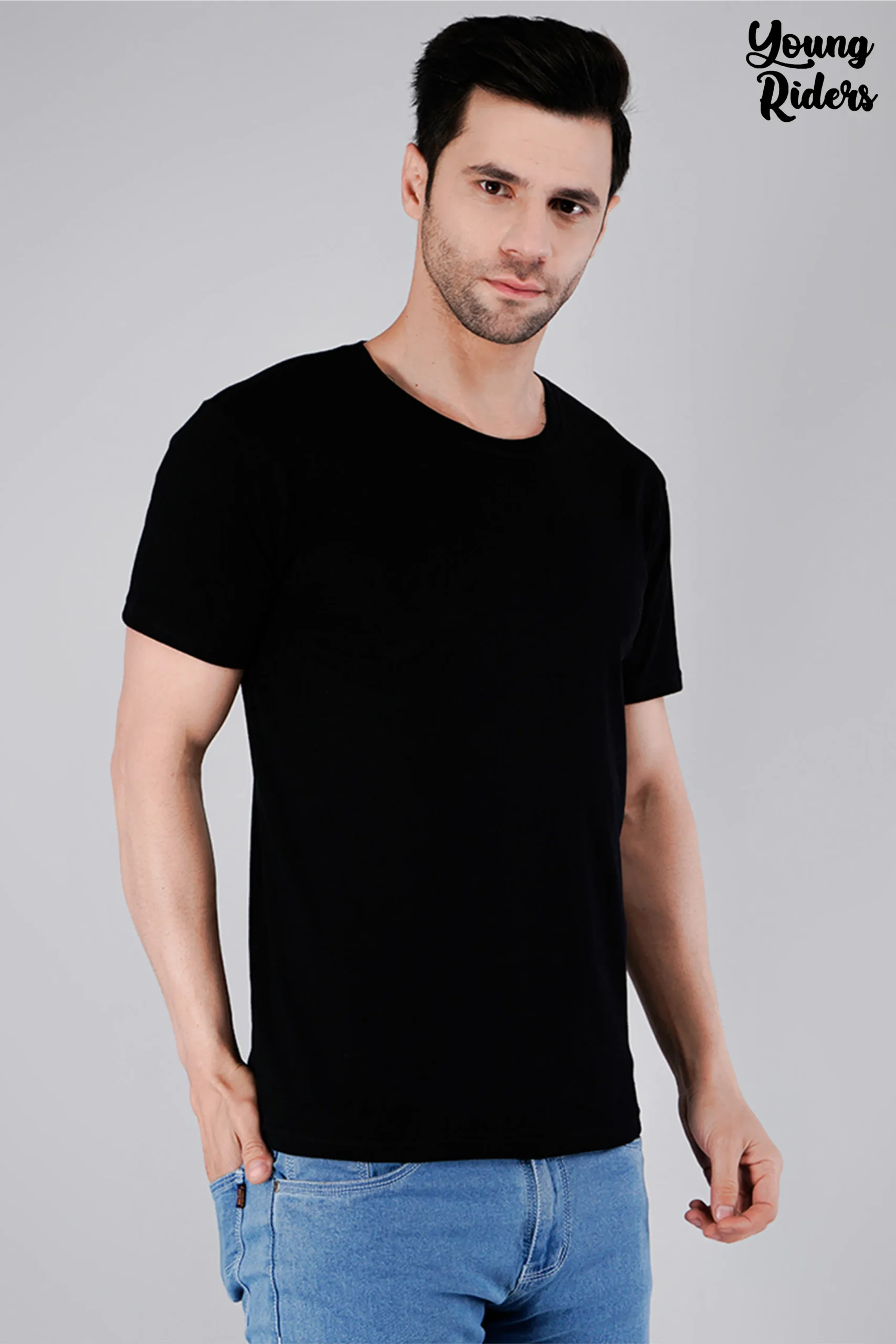 Black Plain T-Shirt-2