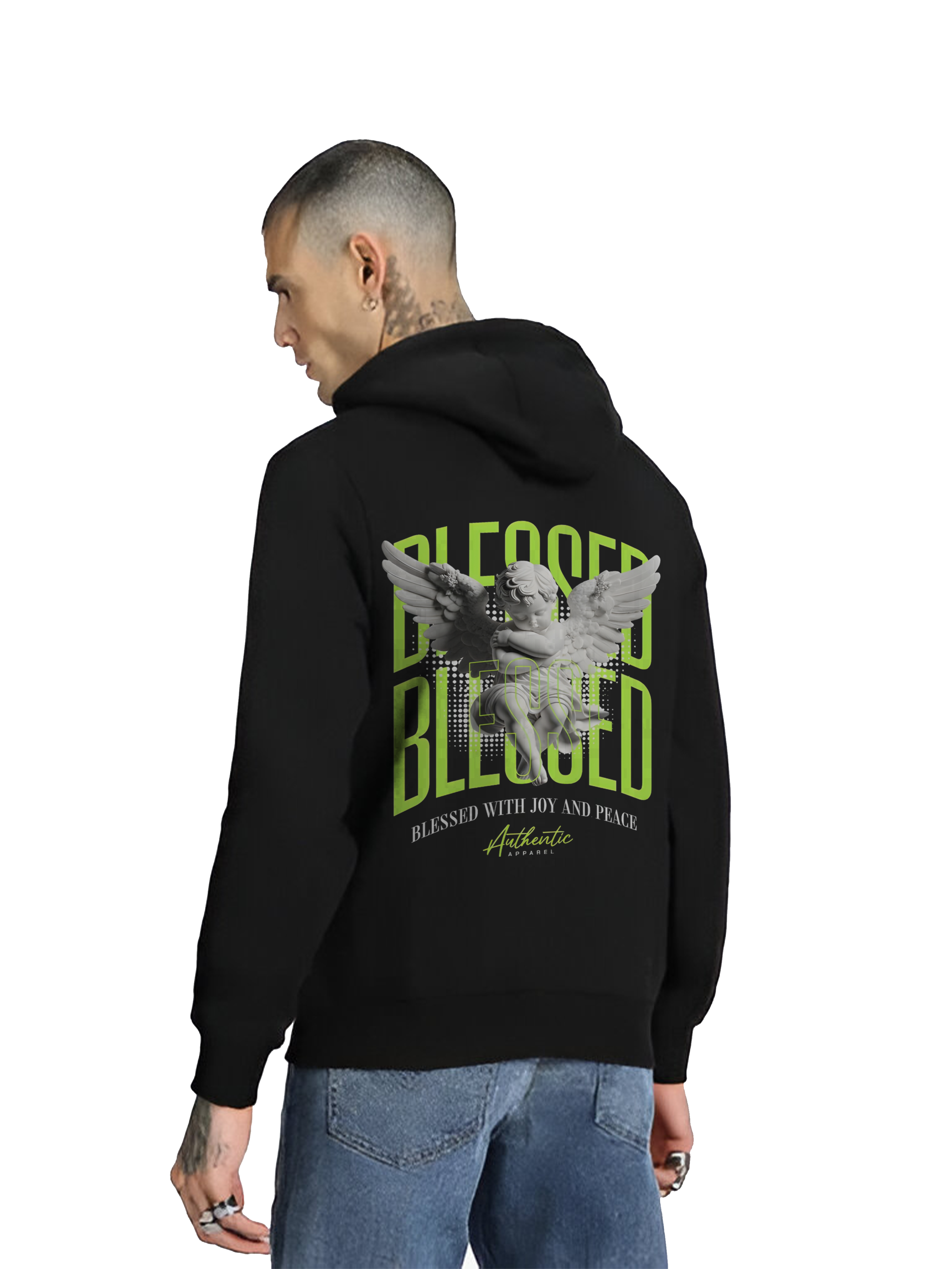 Regular Hoodie - Black Blessed Angle