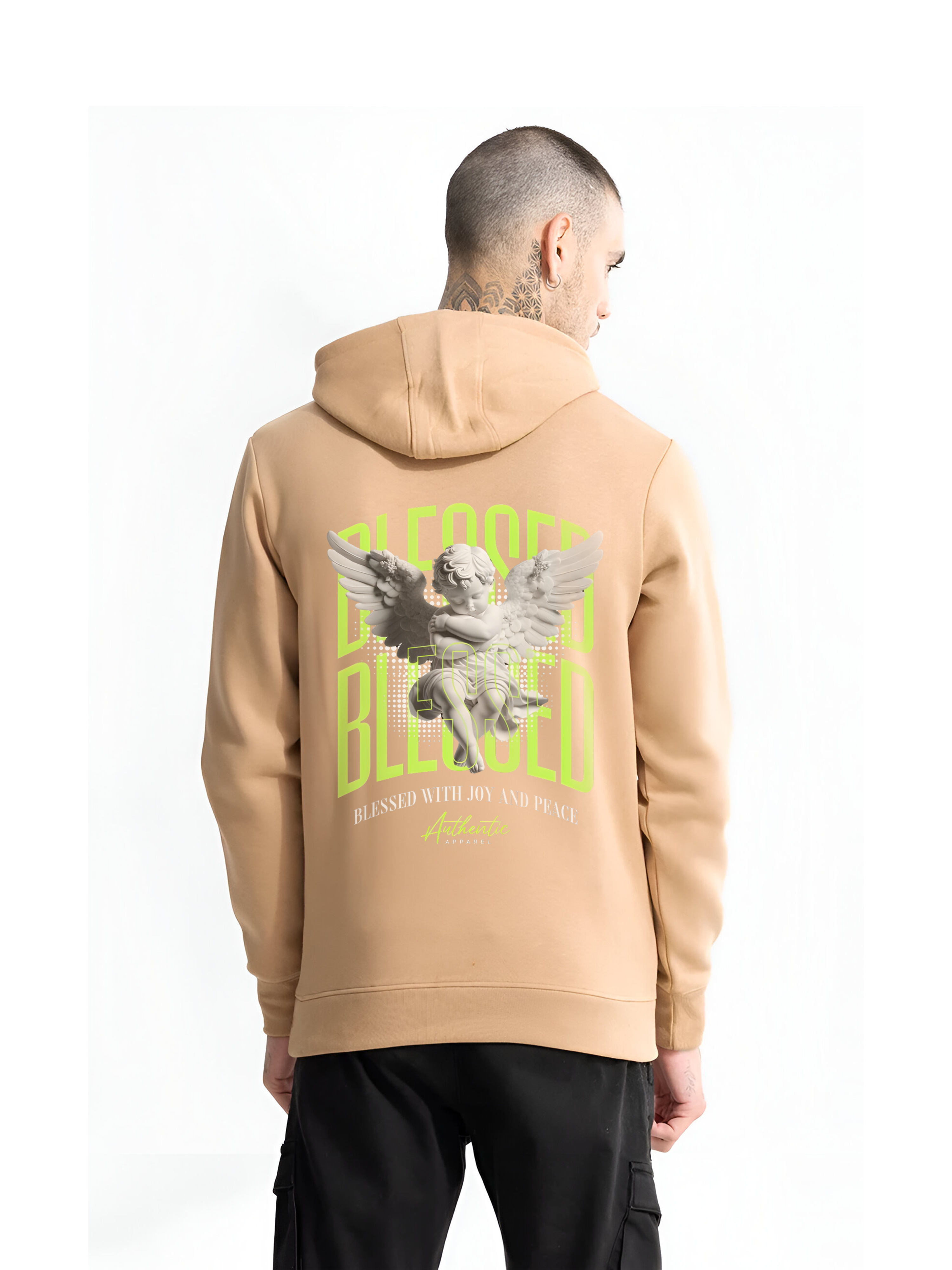 Regular Hoodie - Beige Blessed Angel