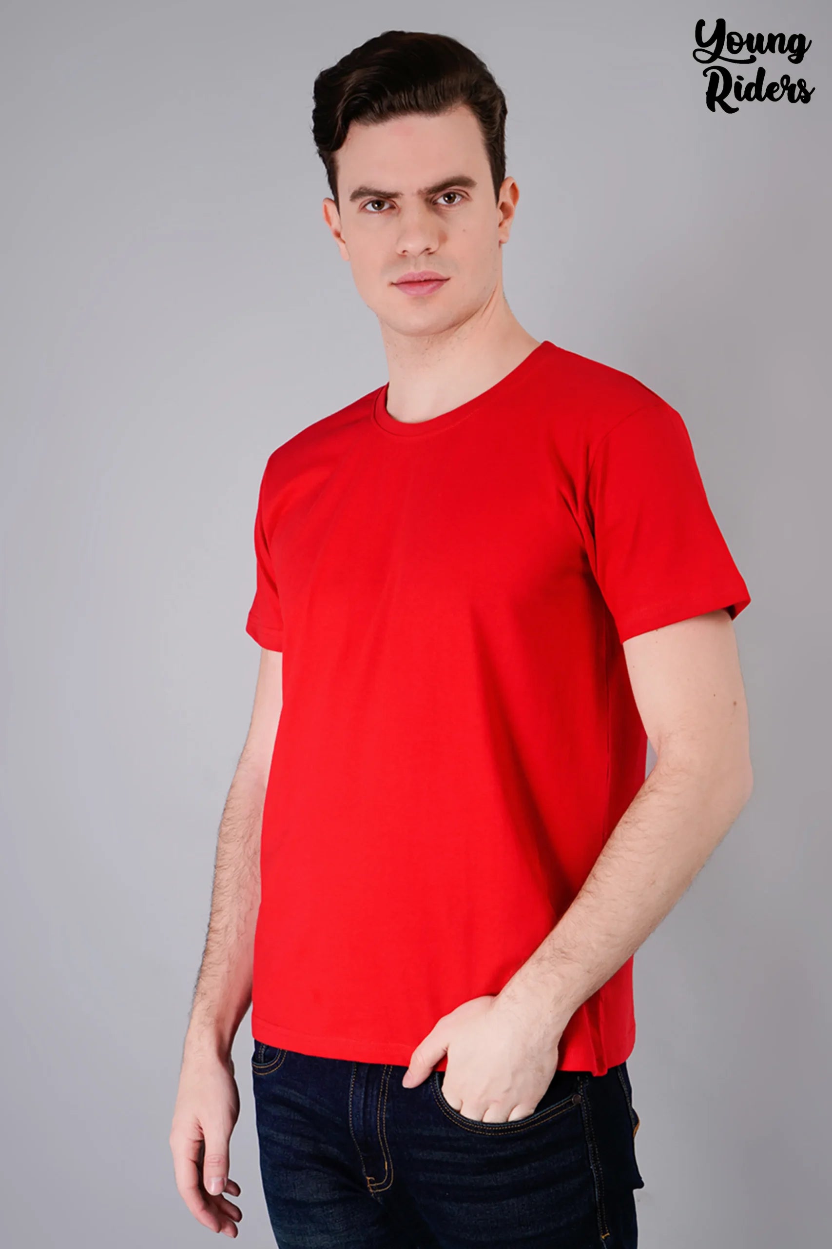 Red Plain T-Shirts-1